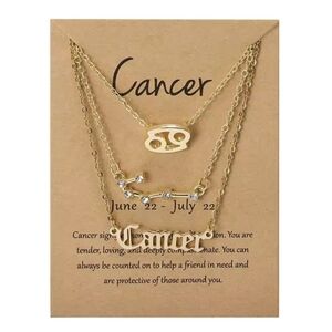 Gold Zodiac Cancer Necklace Set